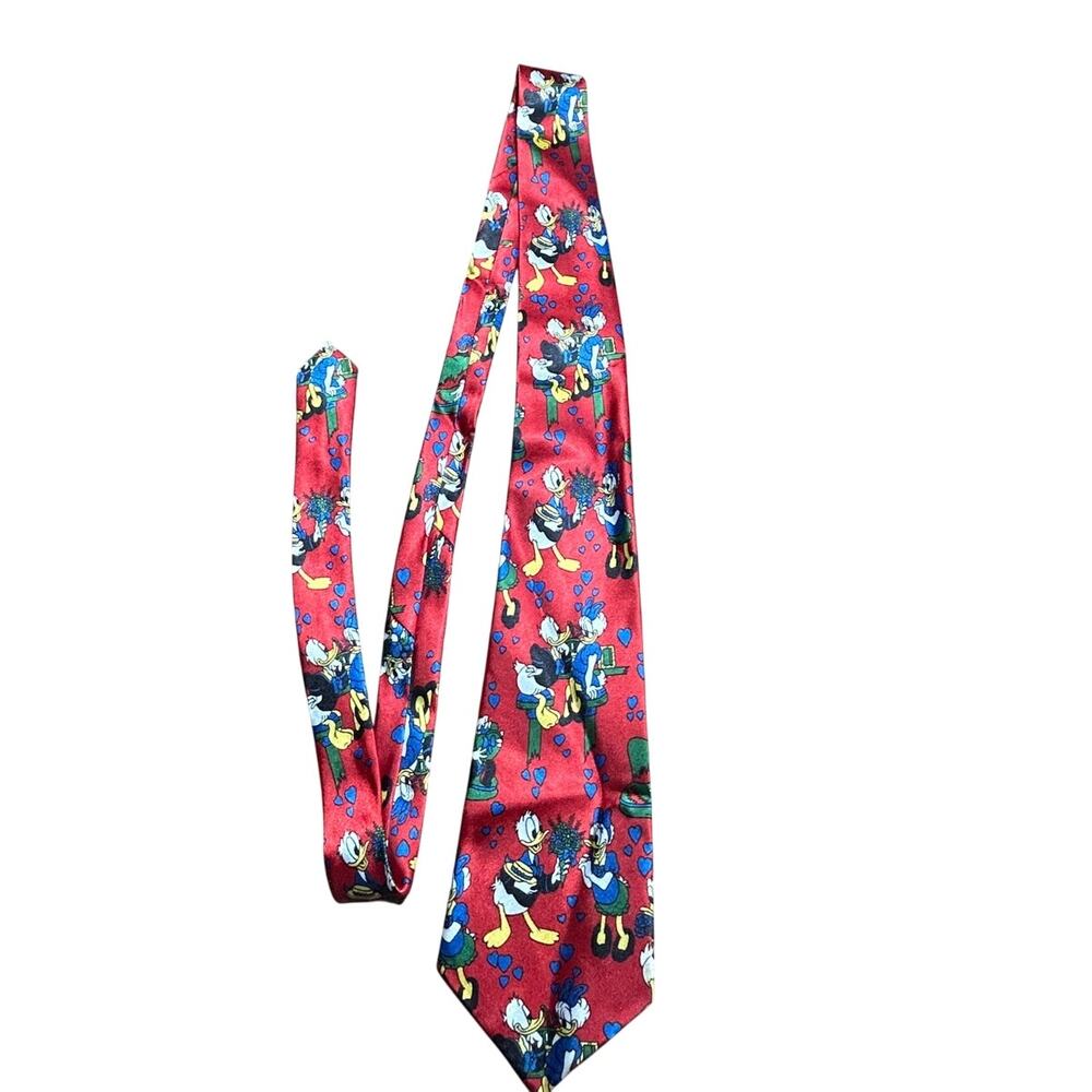 Vintage Disney Mickey unlimited red necktie Donald duck and Goofy